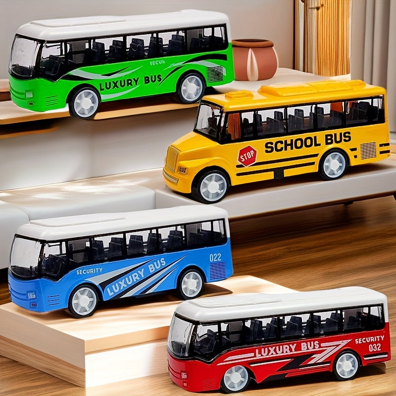 Alloy School Bus Toy Car Model Pull Back Simulation Vehicle