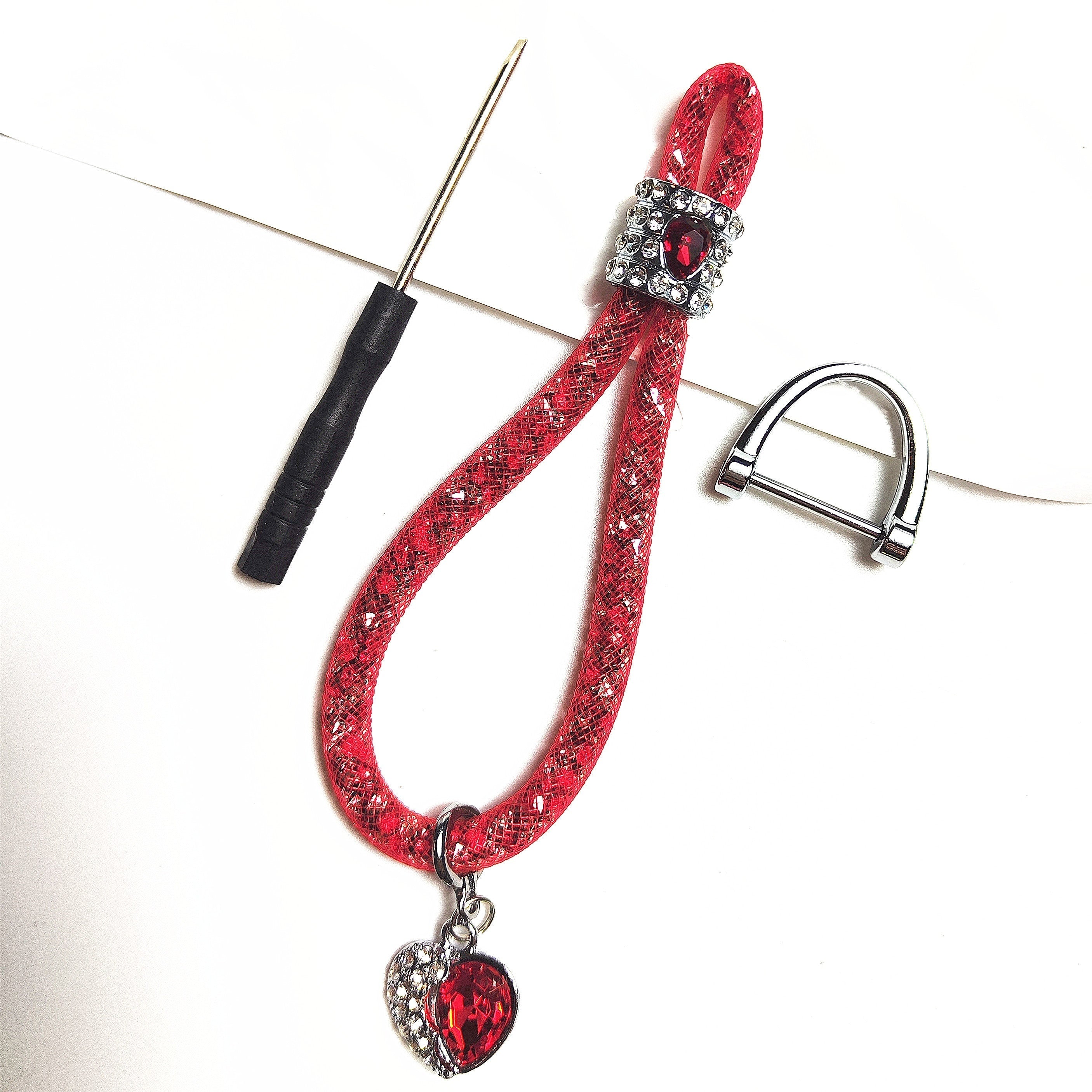 Heart Shaped Rhinestone Keychain Car Inner Decoration Keychain