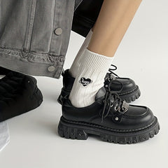 Women's Lace Up Platform Oxford Chunky Heel Shoes