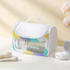 Clear Waterproof Cosmetic Bag PU Leather Makeup Organizer