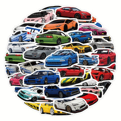 61-Piece JDM Car Stickers - Waterproof for Laptops, Phones