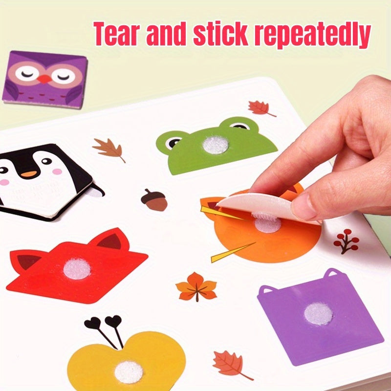 Kids' Cartoon Quiet Paste Book - Educational Learning Aid Puzzle Toy