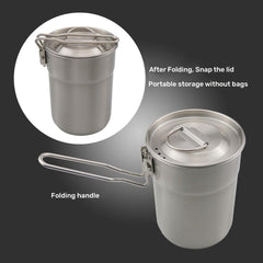 Silver Outdoor Stainless Steel Cooking Pot with Lid - Camping Light