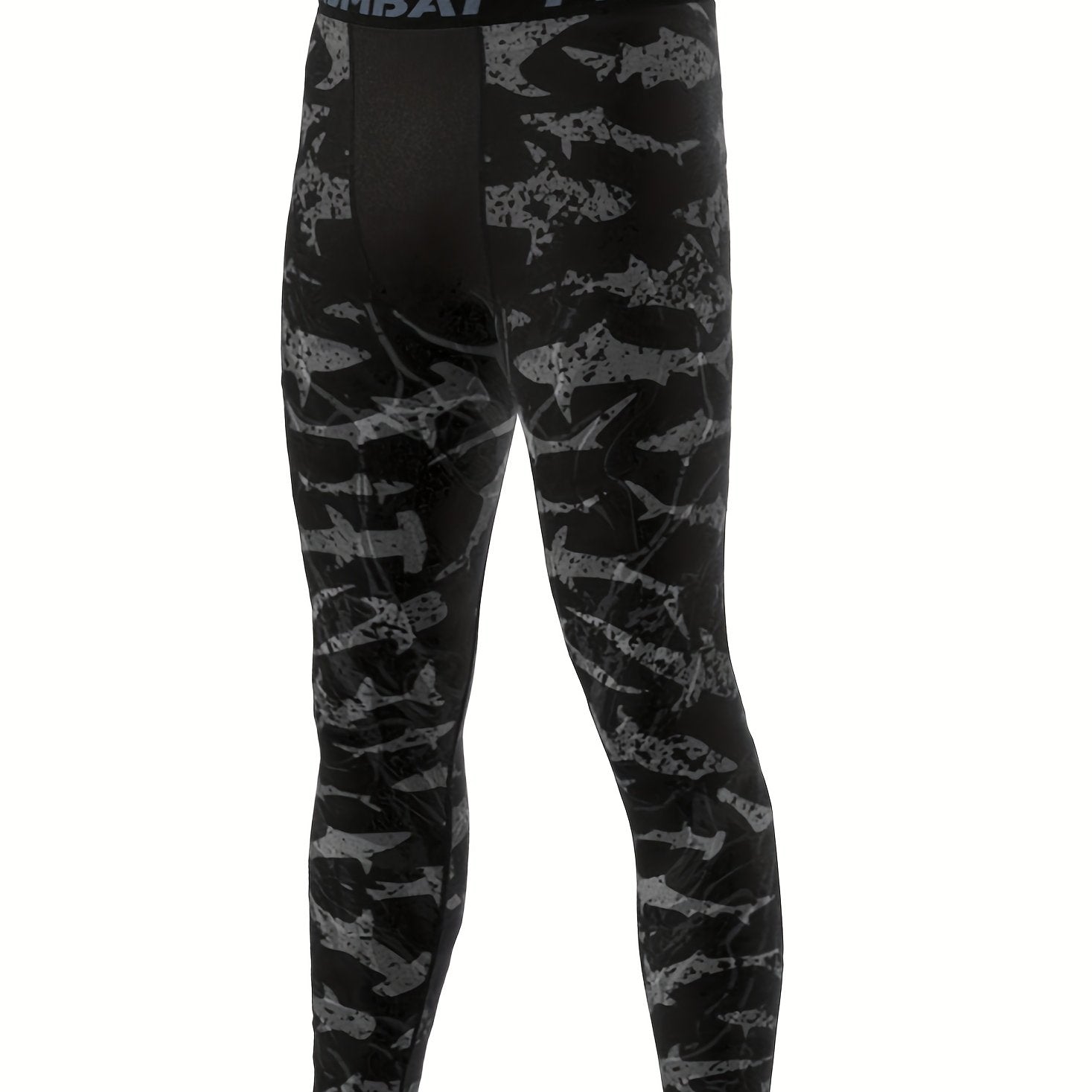 Shark Print Compression Leggings for Men - Quick Drying Base Layer Pants