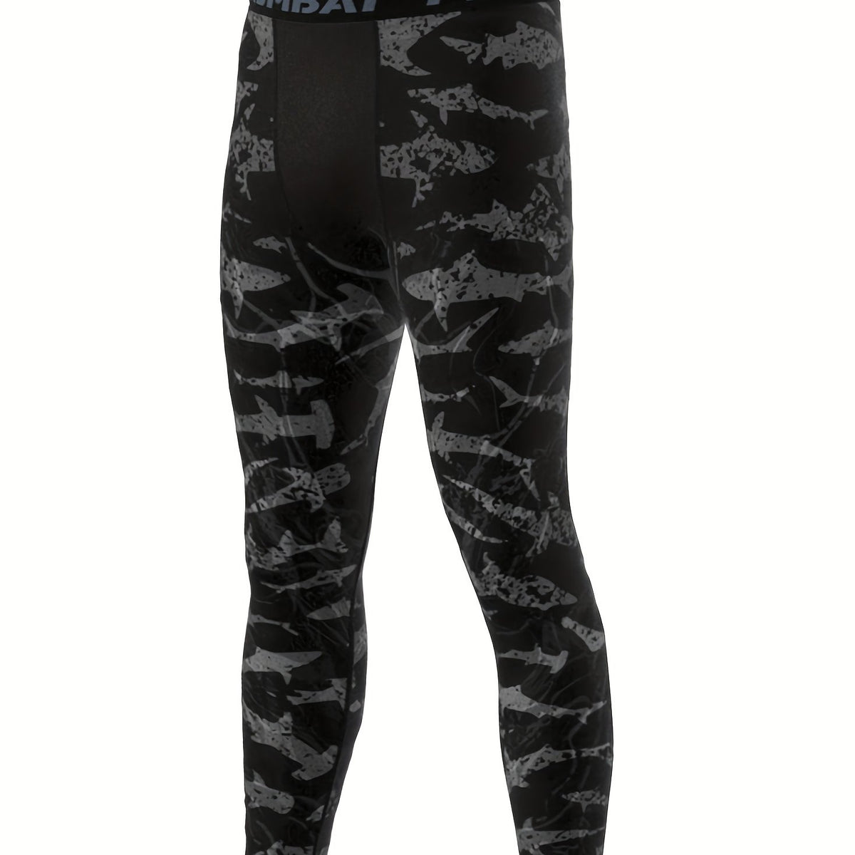 Shark Print Compression Leggings for Men - Quick Drying Base Layer Pants