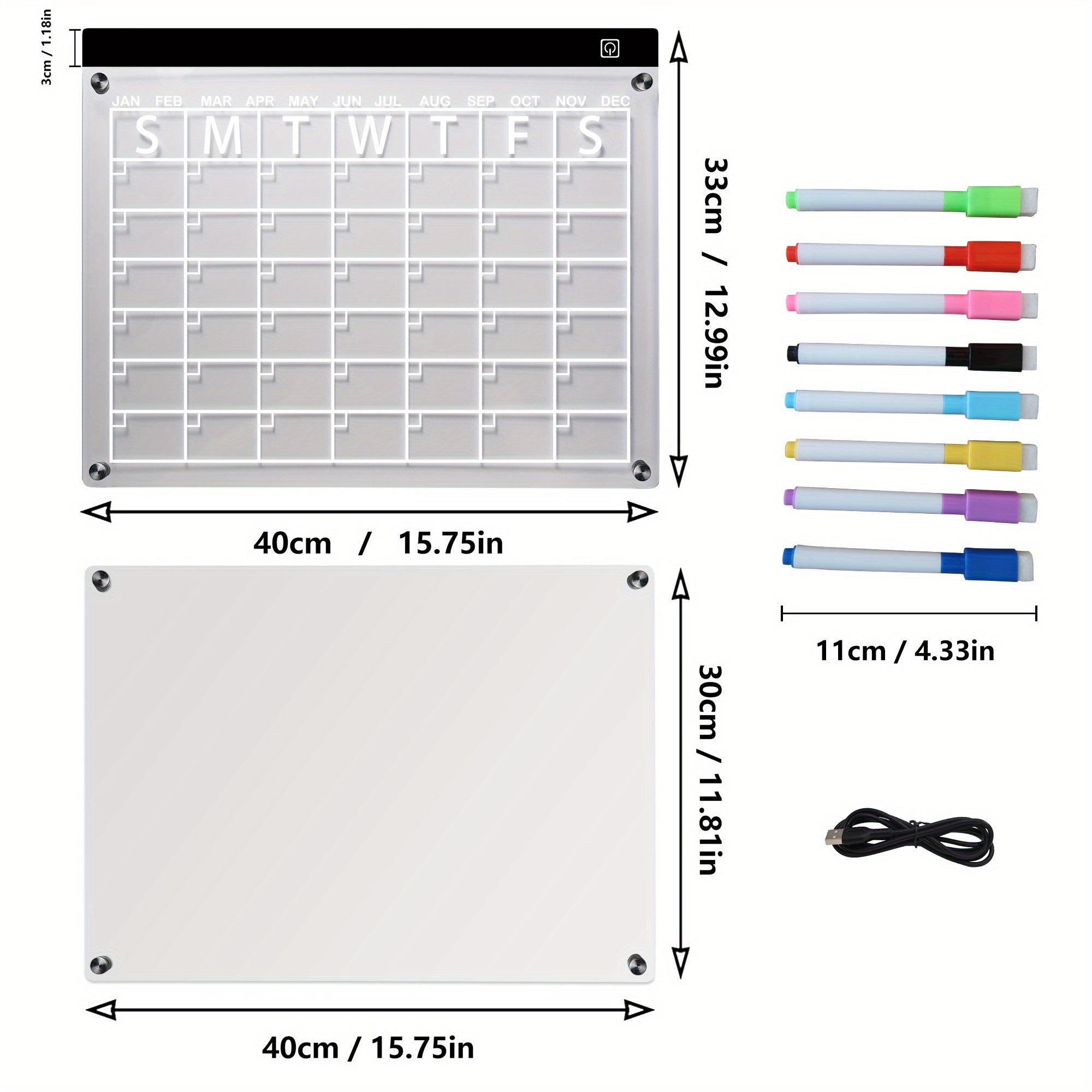 LED Acrylic Calendar Set for Fridge & Office Planning