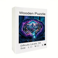 Enchanted Amethyst Cave Puzzle Fantasy Mountain Landscape with Blooming Forest