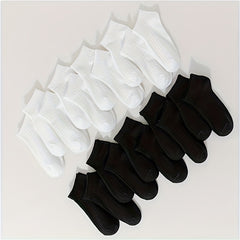 20 Pairs Solid Socks Comfy & Breathable All match Socks Women's Stockings