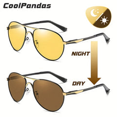 Aviation Photochromic Sunglasses Polarized Men Night Vision Driving