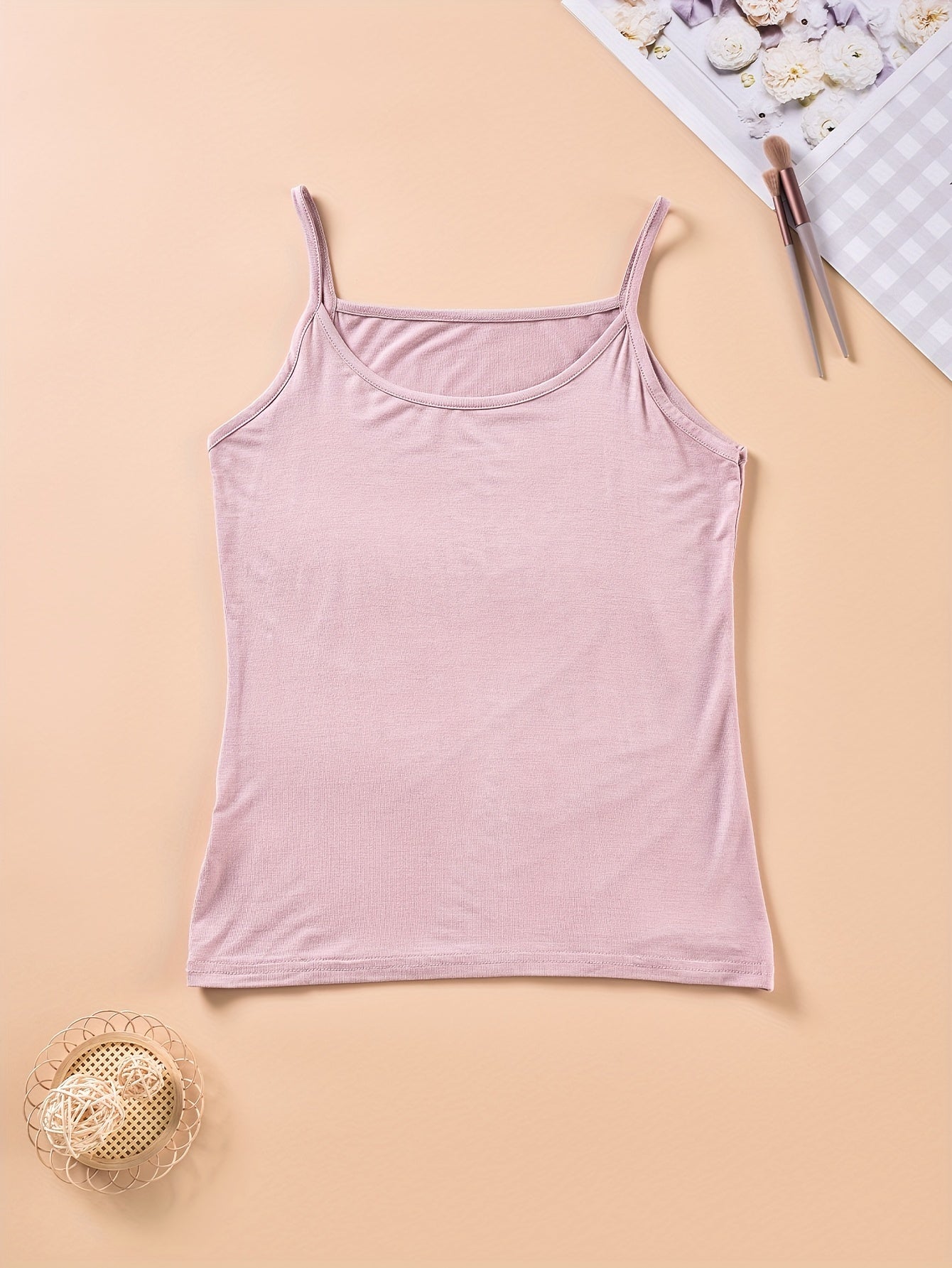 Solid Cami Top Crew Neck Sleeveless Lingerie
