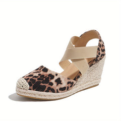 Women's Closed Toe Espadrilles Wedge Sandals Comfortable Slip-On Heels