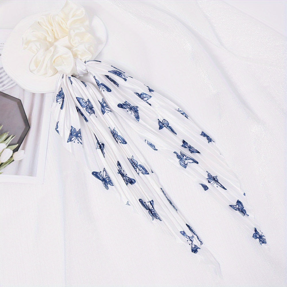 Scrunchie Butterfly Pattern Long Streamer Bowknot Hair Tie Ponytail Hair Rope