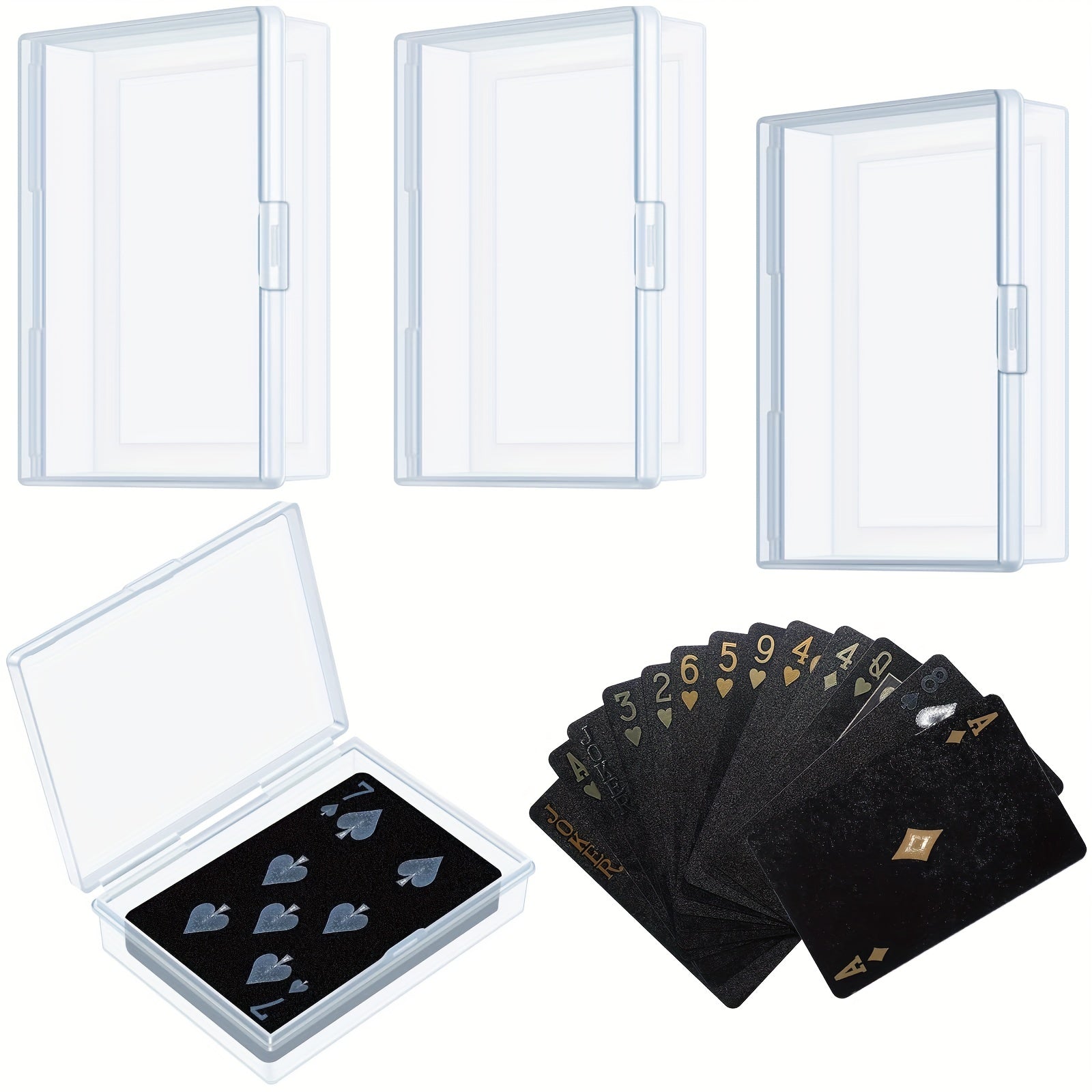 3pcs Clear Playing Card Case for Organization & Protection