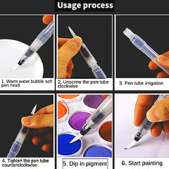 20 Pack Nylon Brushes with Water Storage Pen Set for Acrylic Watercolor Painting