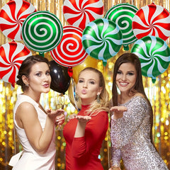 18pcs Christmas Candy Balloon Set Red Green Mylar Candy Balloon
