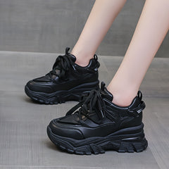 Women's Lace up Front Platform Chunky Sneakers Height Increased