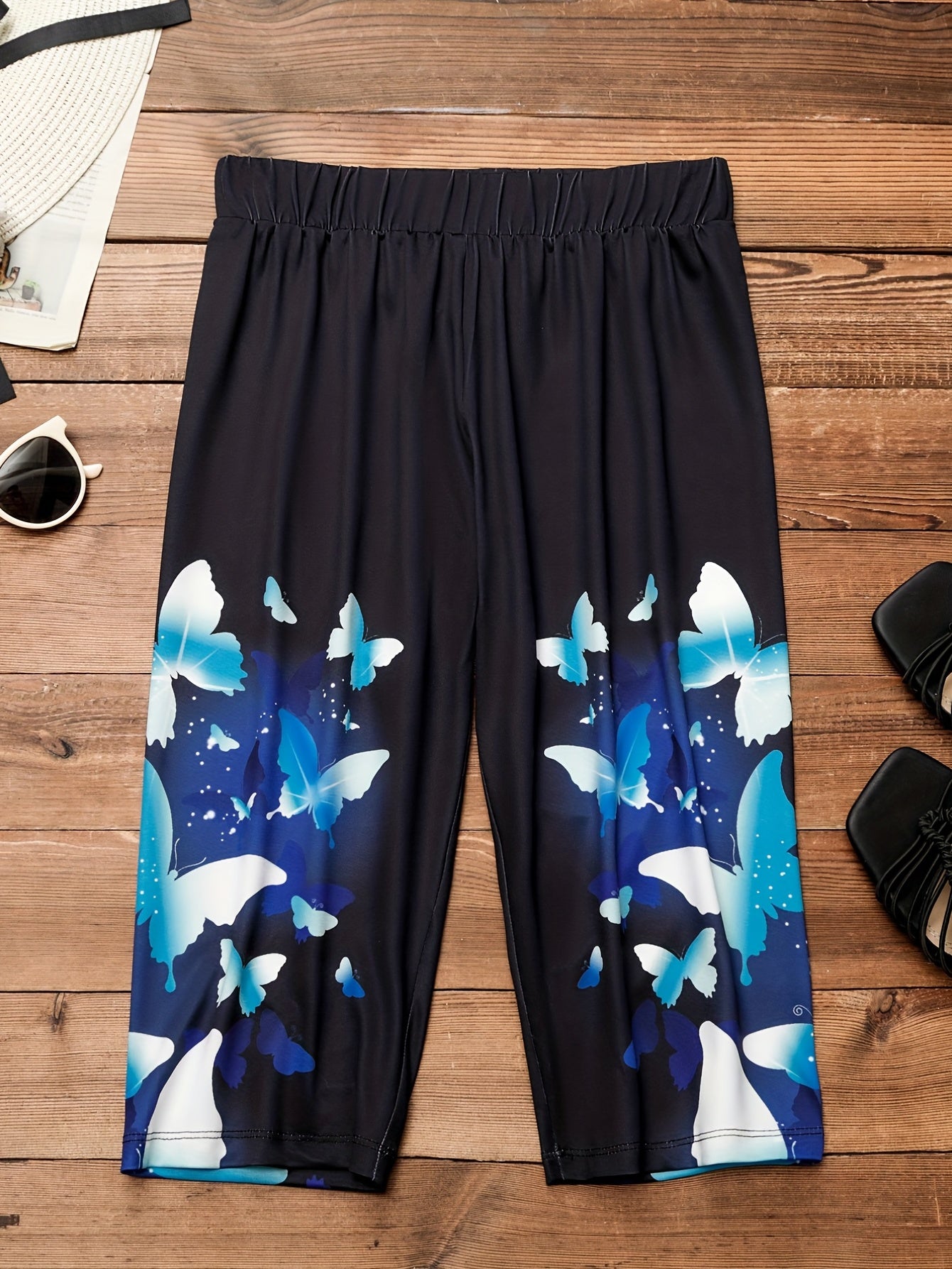 Sunflower Print High Waist Leggings Casual Leggings for Spring & Summer