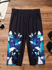 Sunflower Print High Waist Leggings Casual Leggings for Spring & Summer