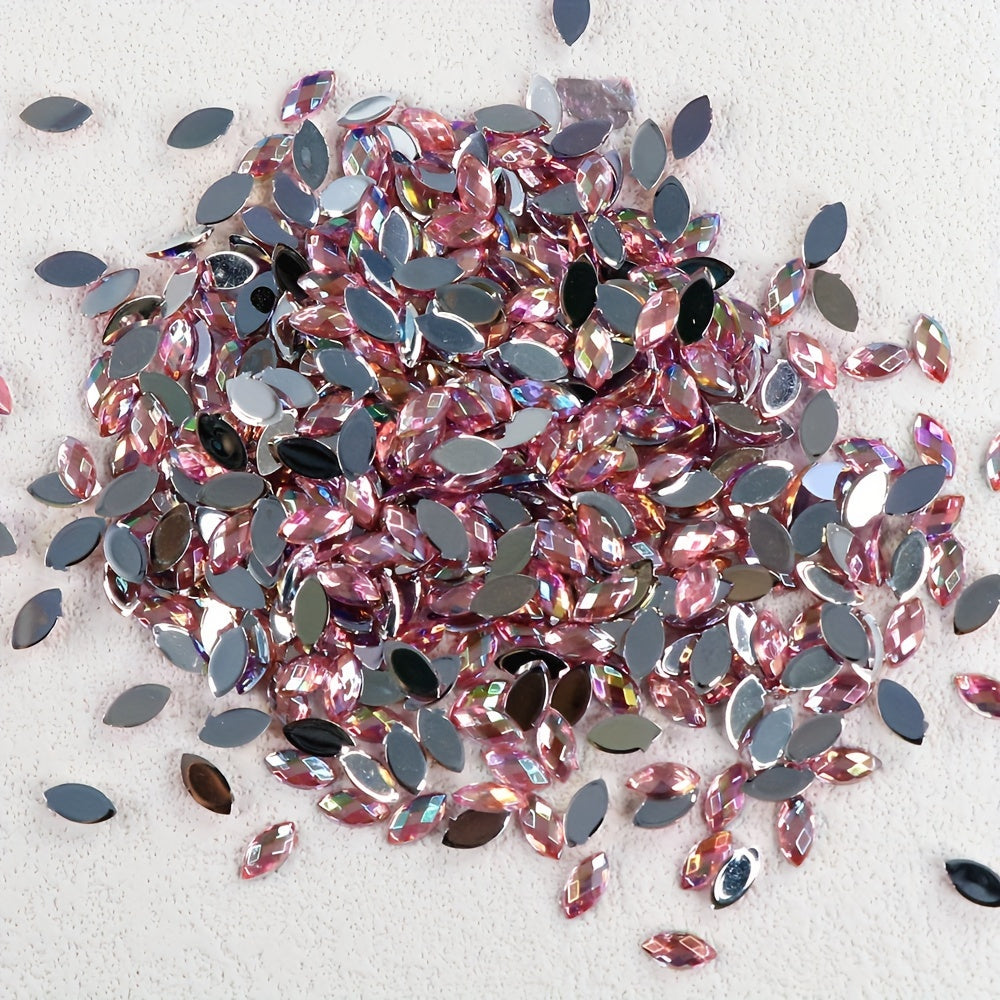 610pcs Teardrop Rhinestones Flat Back Nail Art Gems in Vibrant Colors