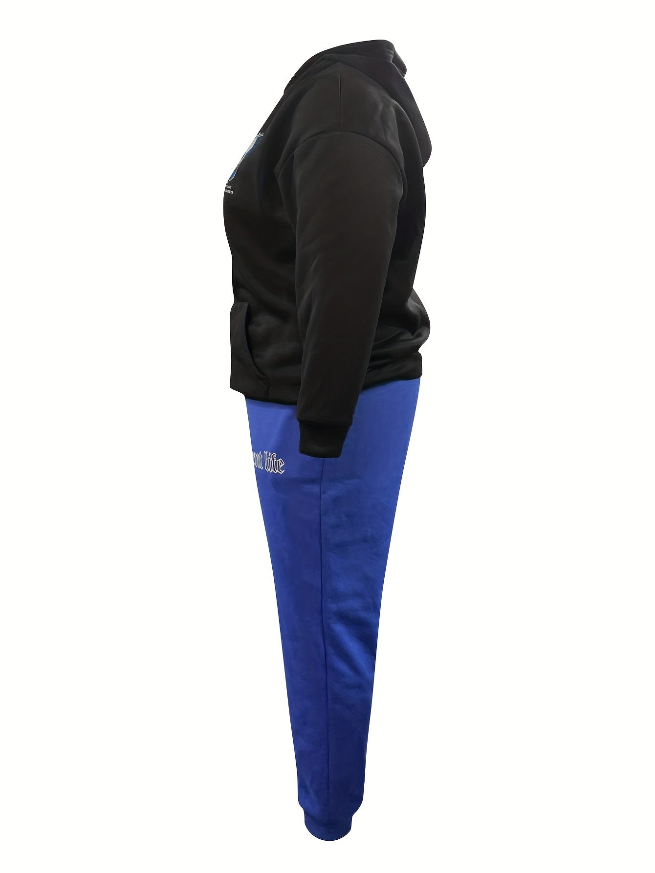  Goth Outfits Skull & Slogan Print Hoodie & Jogger Set