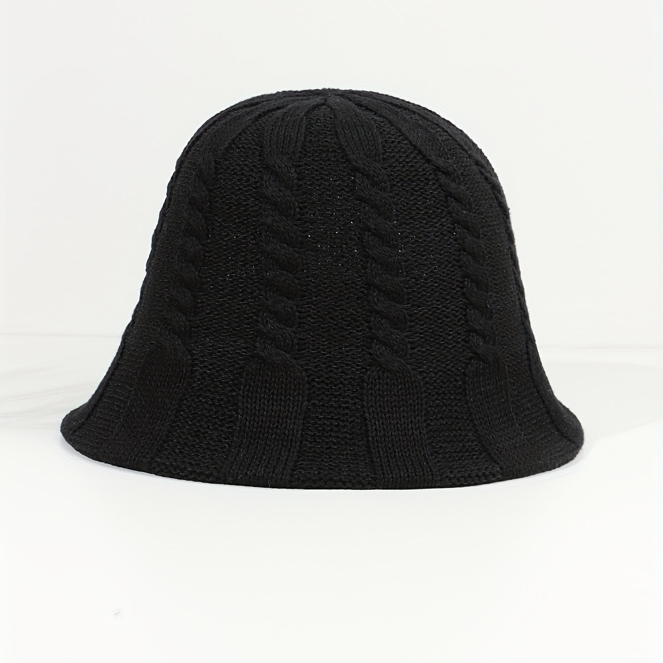 Ribbed Knitted Bucket Hat Solid Basin Hat Casual Sunscreen Travel Beach Hat