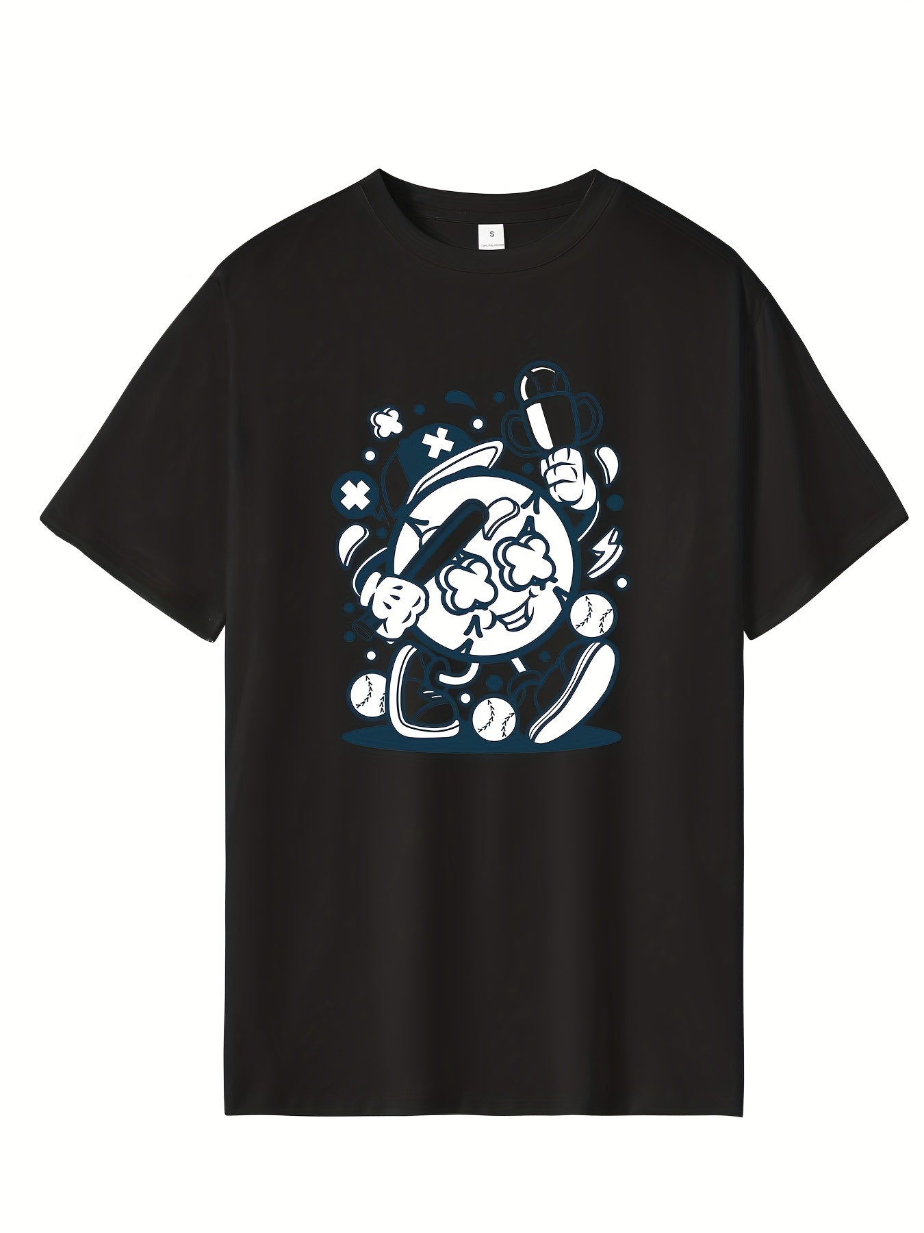Men's Skull Dumbbell Print Fitness T-shirt