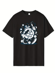 Men's Skull Dumbbell Print Fitness T-shirt