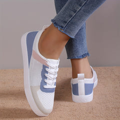 Women's Breathable Flying Woven Sneakers Casual Lace Up Shoes