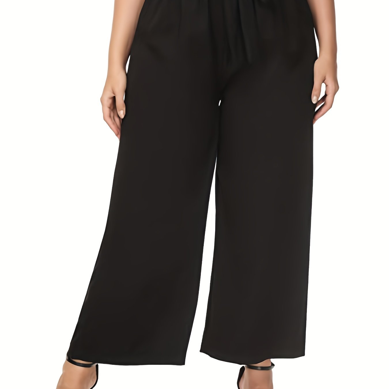 Women's Wide Leg High Waist Paperbag Pants