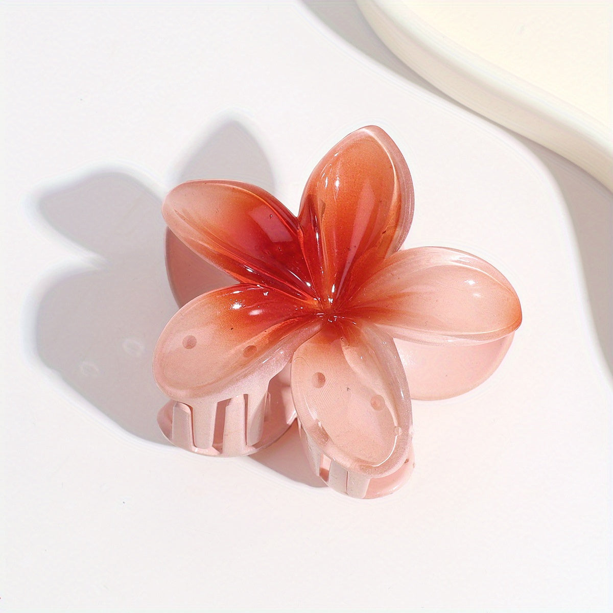 Colorful Frangipani Hair Claw Resin Glossy Ponytail Holder