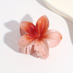 Colorful Frangipani Hair Claw Resin Glossy Ponytail Holder