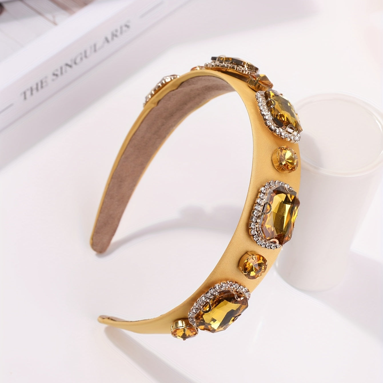 Rhinestone Headband Wide Crystal Headdress Hair Band for Women Girls