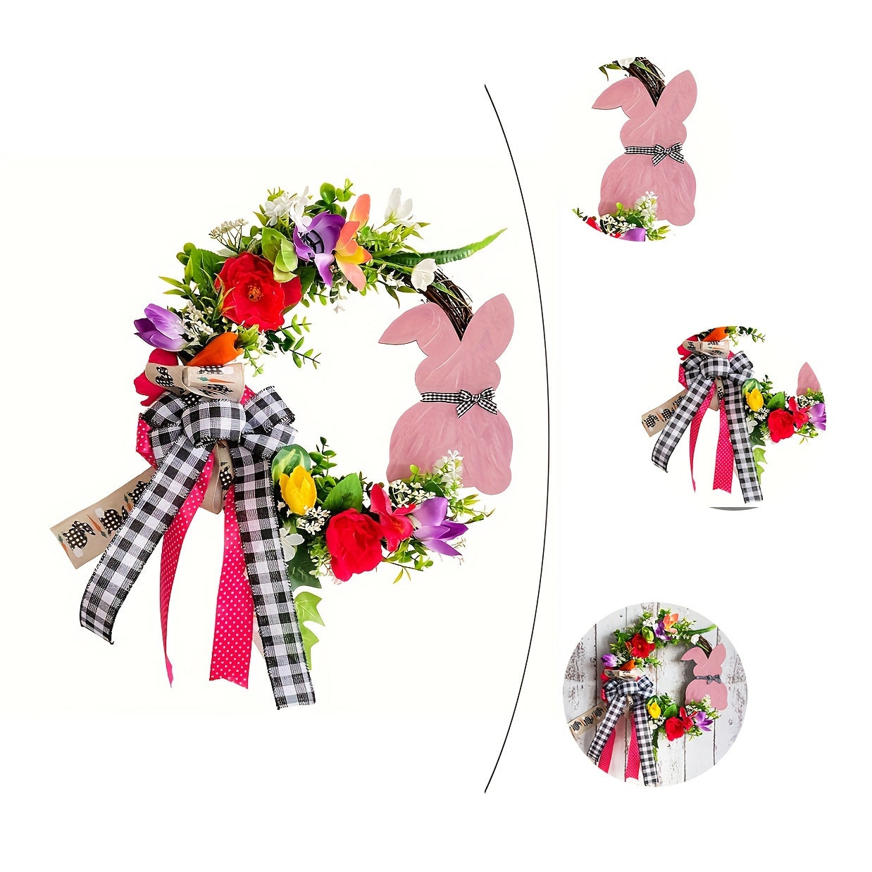 Easter Bunny Wooden Wreath Christmas Hanging Decorations