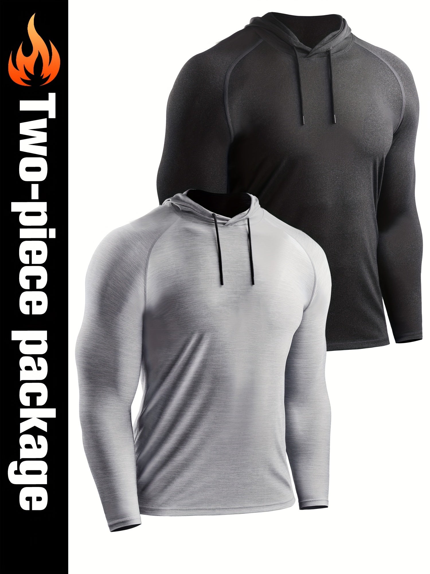 2pcs Men's Hooded Sports T-shirt Quick Drying Top