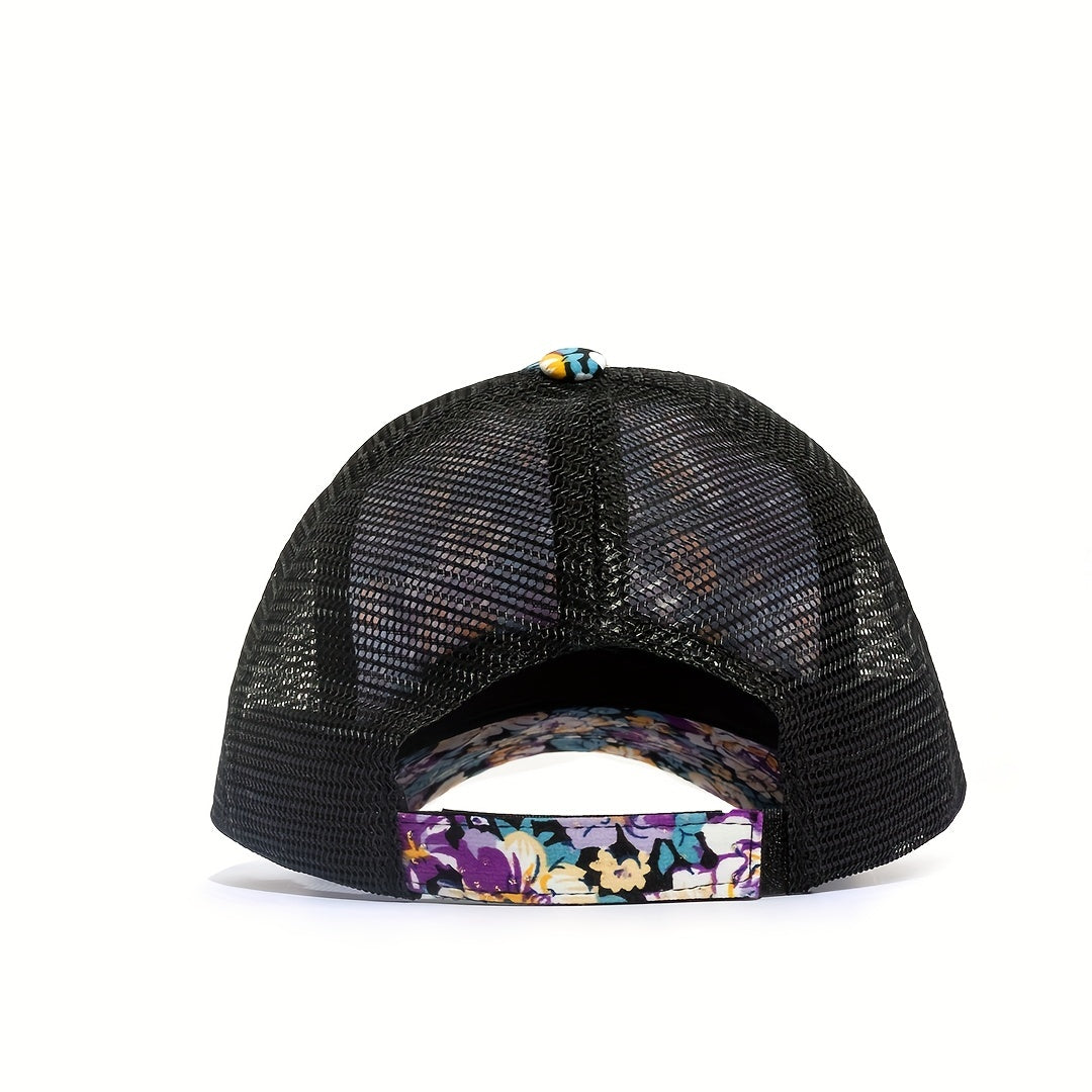 Vintage Flower Trucker Hat Mesh Baseball Cap Dad Hats for Women