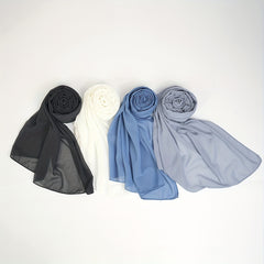 4pcs Chiffon Scarf Solid Hijab Thin Breathable Shawl Women Casual Headscarf