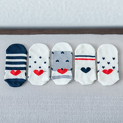 5 Pairs Women's Heart Cotton Ankle Socks