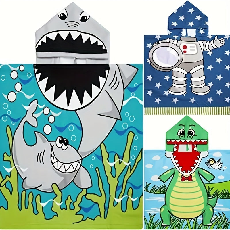 Cartoon Mermaid Kids Hooded Beach Towel Wrap