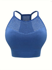  Sports Bra Women's Plus Solid Round Neck Medium Stretch Bra