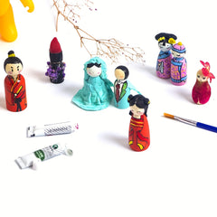 2pcs Large Wooden Dolls for DIY and Painting