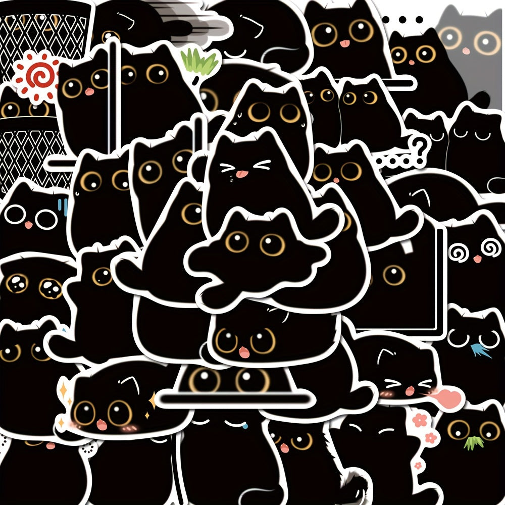 40pcs Cartoon Cat Waterproof Stickers with Playful Expressions