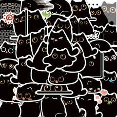 40pcs Cartoon Cat Waterproof Stickers with Playful Expressions