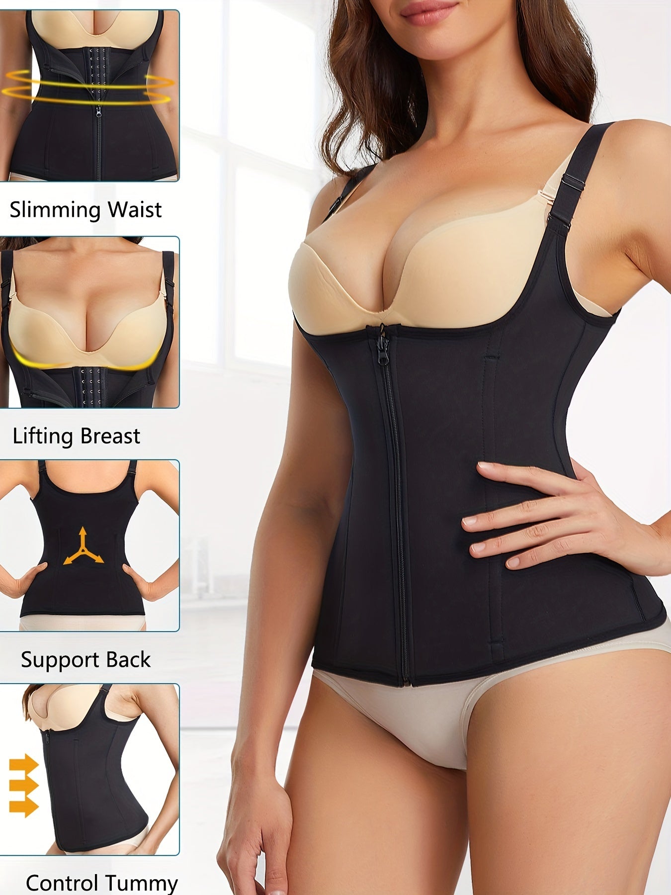 Zipper Shaping Tank Top Waist Trainer Tummy Control Slimmer
