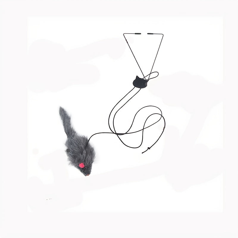 Interactive Door Hanging Cat Toy with Mouse Teaser