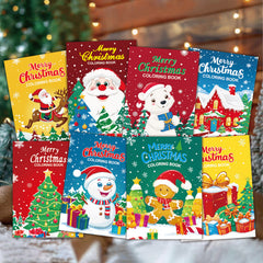 8 Pack Christmas Coloring Book Set - Santa Claus Snowman Theme Activities