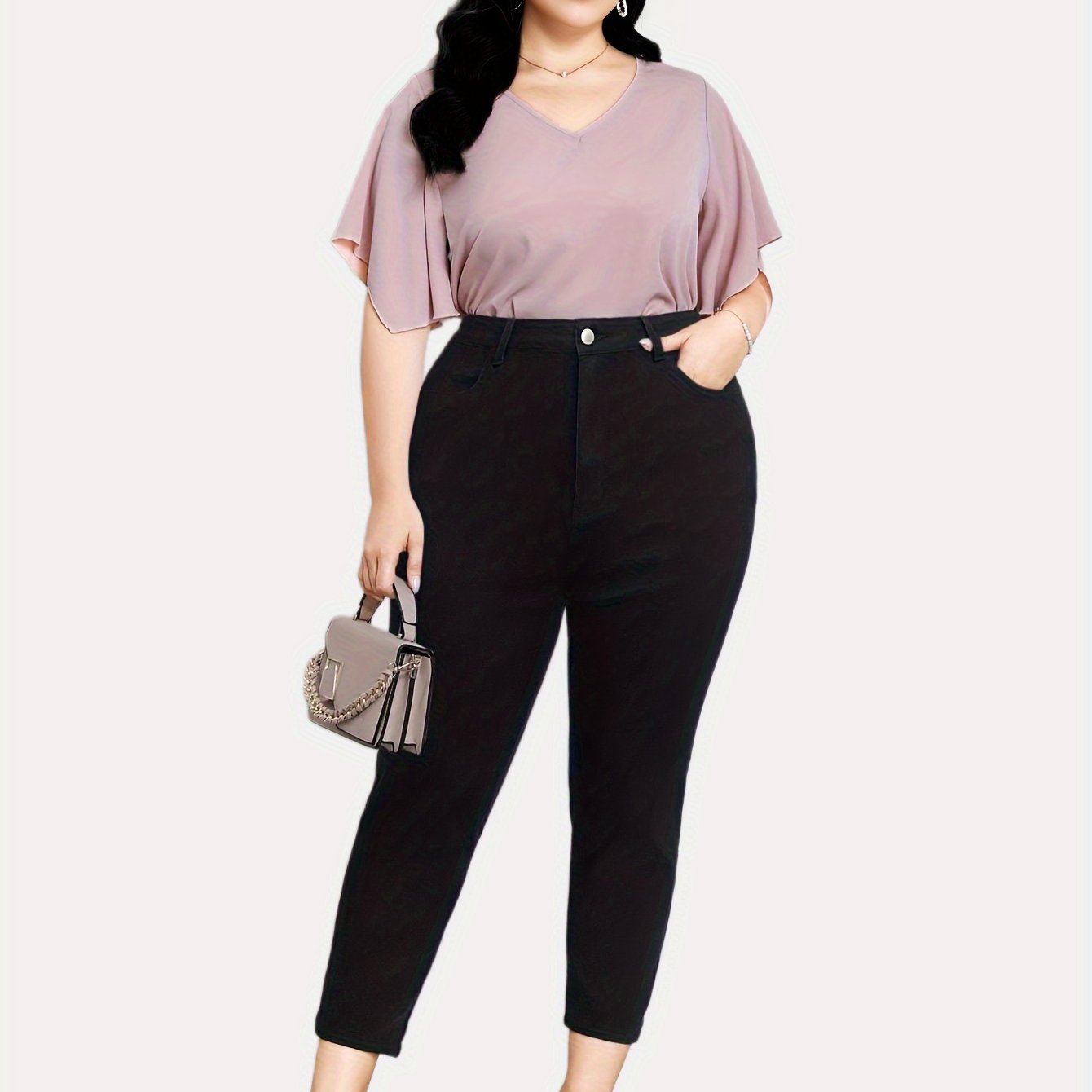  Casual Jeans High Rise Straight Leg Jeans With Pockets