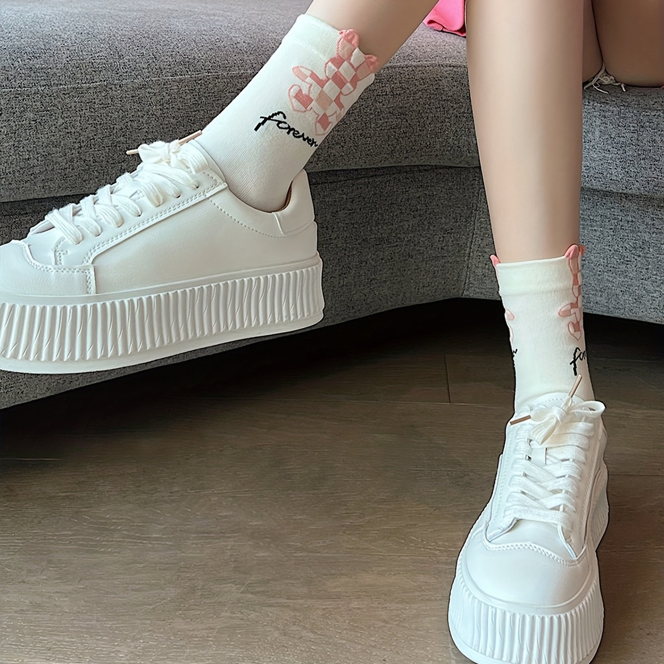 5 Pairs Rabbit Print Socks Women's Mid Tube Stockings