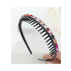 Rhinestone Decor Hair Clip Headband With Teeth Elastic Hair Headdress