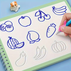 Set of 4 Reusable Drawing Practice Books with Grooves