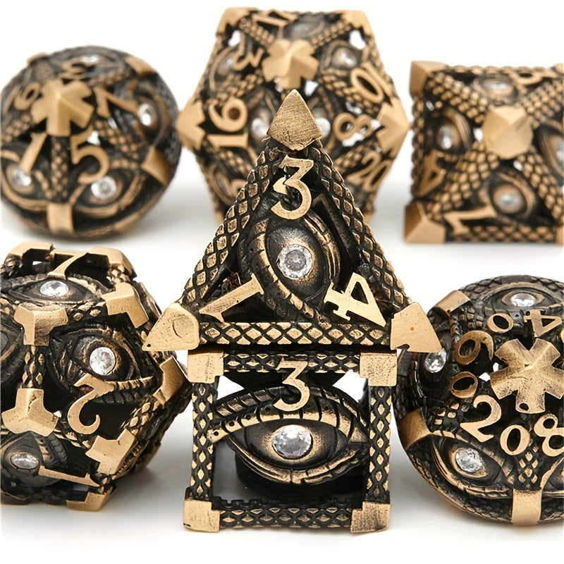 7pcs Hollow Metal Magic Eye Dice Set for Table Games